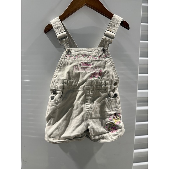 Disney Princess Other - Disney Princess Girls Khaki Cotton Twill Embroidered Shortalls Overalls 2T